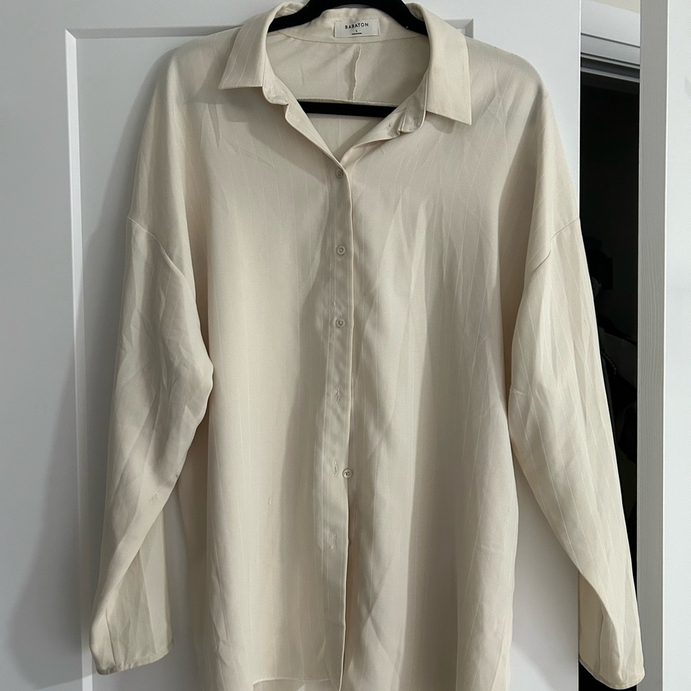 Babaton Beige Button-Up Shirt